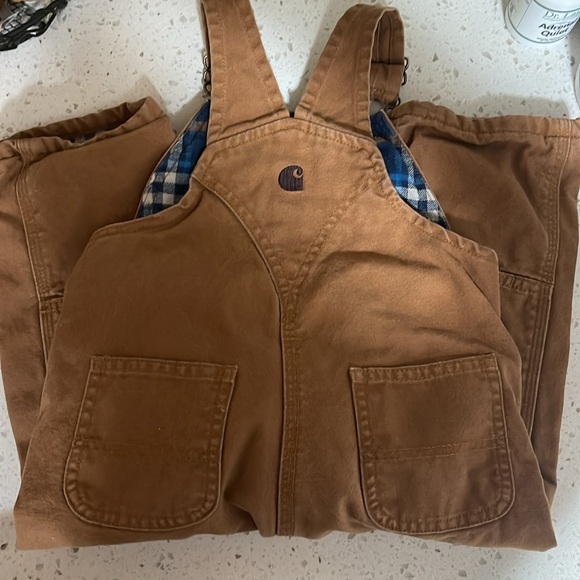 Carhartt Toddler 2T flannel lined overalls Tan - Picture 5 of 8